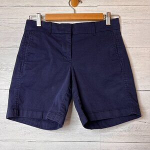 J Crew Shorts Womens Size 0 Navy Cotton Blend Chino Re-Imagined Preppy Casual
